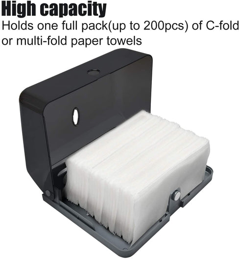 Paper Towel Dispensers, Commercial Toilet Tissue Dispensers Wall Mount Paper Towel Holder C-Fold/Multifold Paper Towel Dispenser for Bathroom, Kitchen(Black)